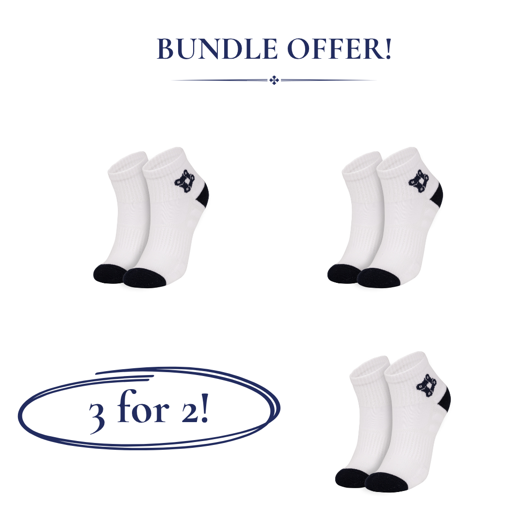 3 Pairs - Organic Cotton Cycling Socks WHITE