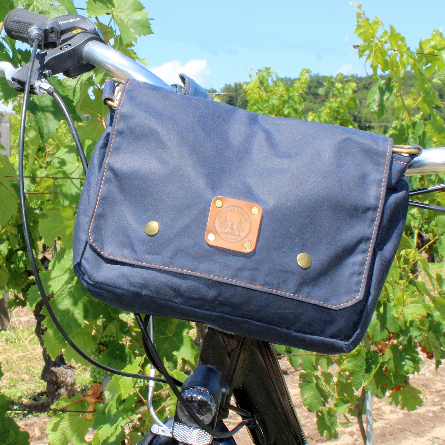 Handlebar Bike Bag - Handmade in France - Blue