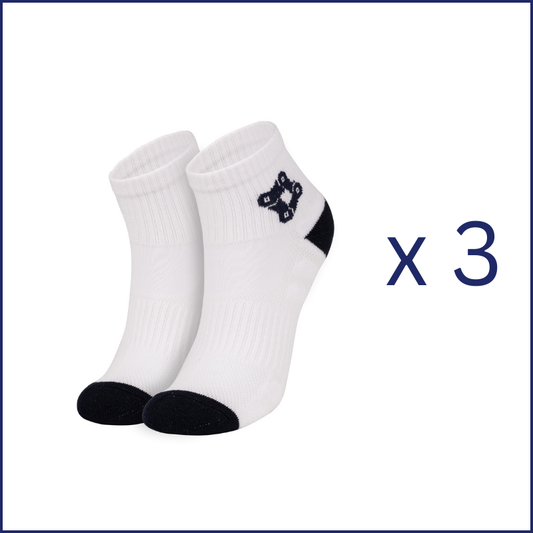 3 Paires - Chaussettes de cyclisme en coton bio BLANCHES